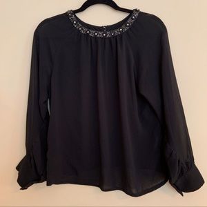 MM Couture Black Top with Detailed Neckline